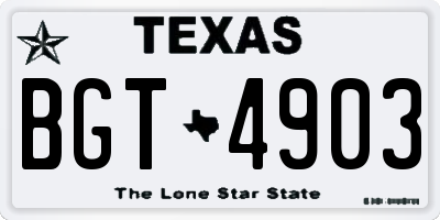 TX license plate BGT4903