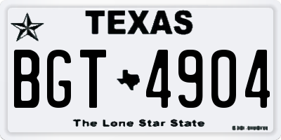 TX license plate BGT4904