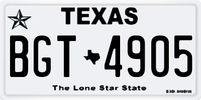 TX license plate BGT4905