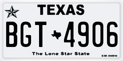 TX license plate BGT4906