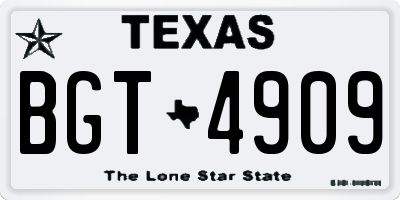 TX license plate BGT4909
