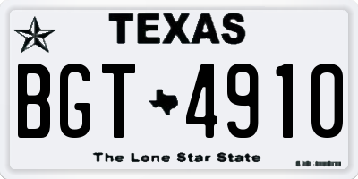 TX license plate BGT4910