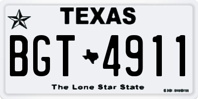 TX license plate BGT4911