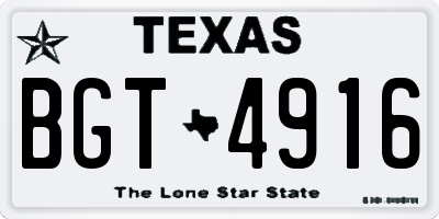 TX license plate BGT4916