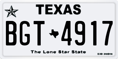 TX license plate BGT4917