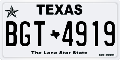 TX license plate BGT4919