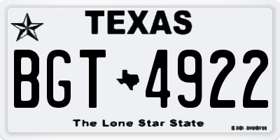 TX license plate BGT4922