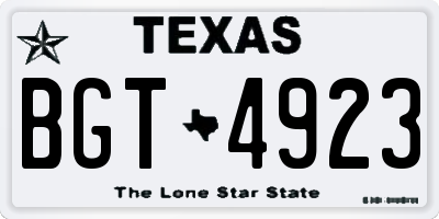 TX license plate BGT4923