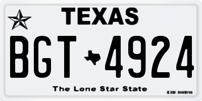 TX license plate BGT4924