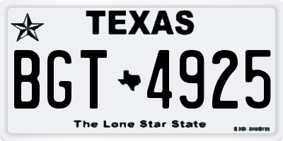 TX license plate BGT4925