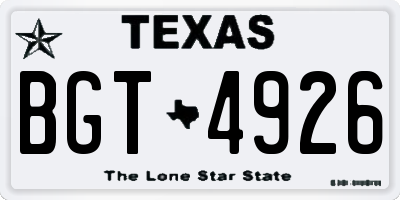 TX license plate BGT4926