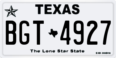 TX license plate BGT4927