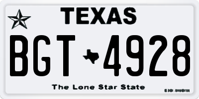 TX license plate BGT4928