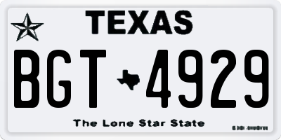 TX license plate BGT4929