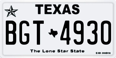 TX license plate BGT4930