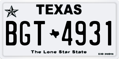 TX license plate BGT4931