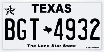 TX license plate BGT4932