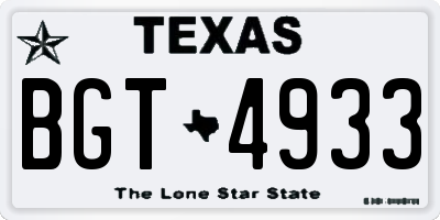 TX license plate BGT4933