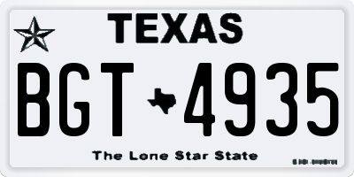 TX license plate BGT4935