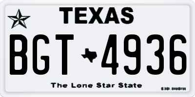 TX license plate BGT4936