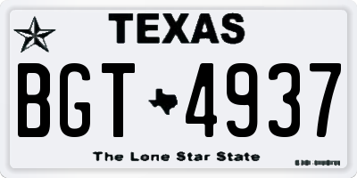 TX license plate BGT4937