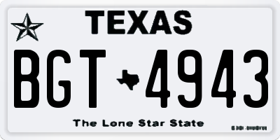 TX license plate BGT4943