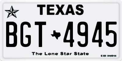 TX license plate BGT4945