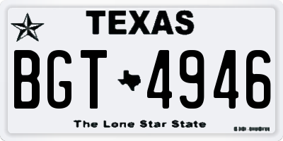 TX license plate BGT4946