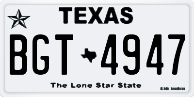 TX license plate BGT4947