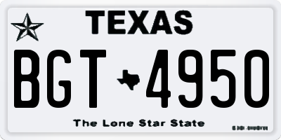 TX license plate BGT4950