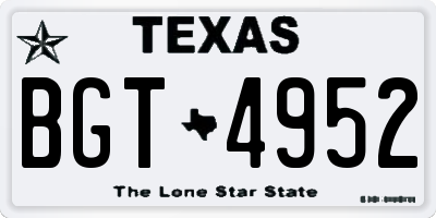 TX license plate BGT4952