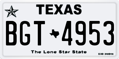 TX license plate BGT4953