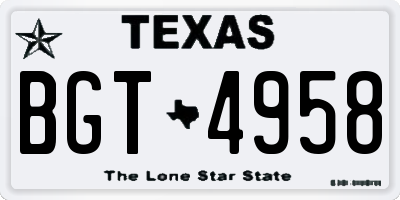 TX license plate BGT4958