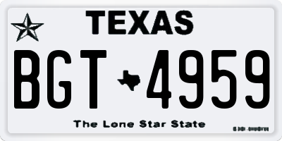 TX license plate BGT4959