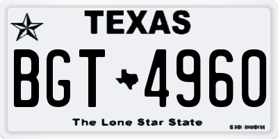 TX license plate BGT4960