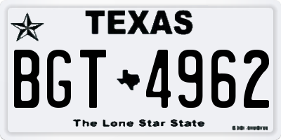 TX license plate BGT4962