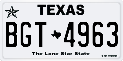 TX license plate BGT4963