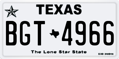 TX license plate BGT4966