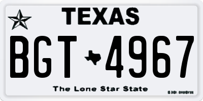 TX license plate BGT4967