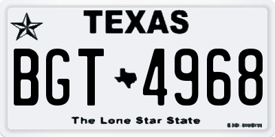 TX license plate BGT4968