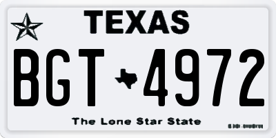 TX license plate BGT4972