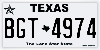 TX license plate BGT4974