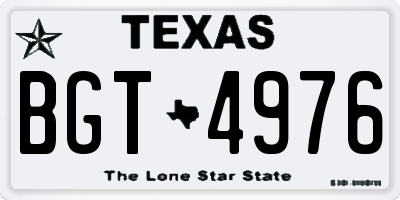 TX license plate BGT4976