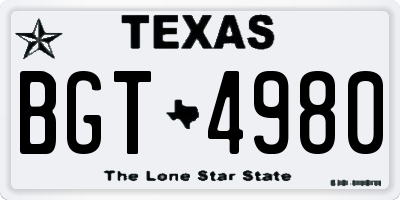 TX license plate BGT4980