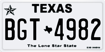 TX license plate BGT4982