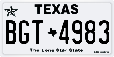 TX license plate BGT4983