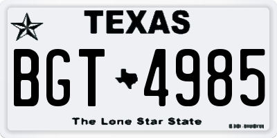 TX license plate BGT4985