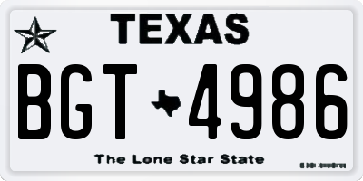 TX license plate BGT4986