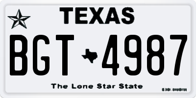 TX license plate BGT4987