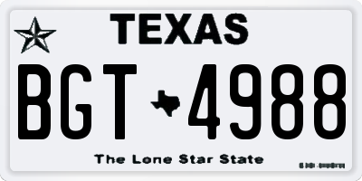 TX license plate BGT4988